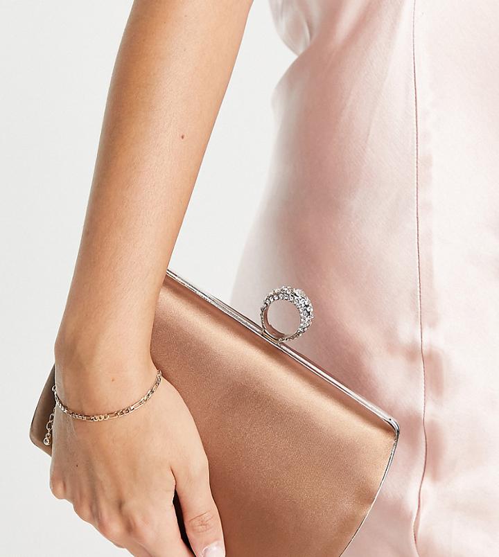 True Decadence Exclusive Hard Case Clutch Bag With Gem Twist Lock Detail In Brown