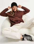 Miss Selfridge Chocolate Long Sleeve Oversized Hoodie-brown