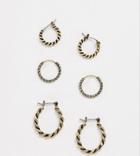 Reclaimed Vintage Inspired Earring Pack With Twisted Hoop Interest Exclusive To Asos - Gold