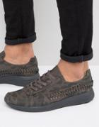 Asos Sneakers In Camo With Woven Detail - Green