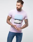 Asos Muscle T-shirt With Palm Print - Purple