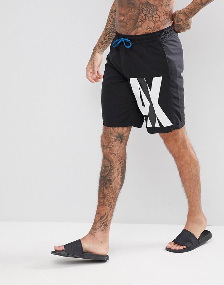 Armani Exchange Side Logo Swim Shorts In Black - Black