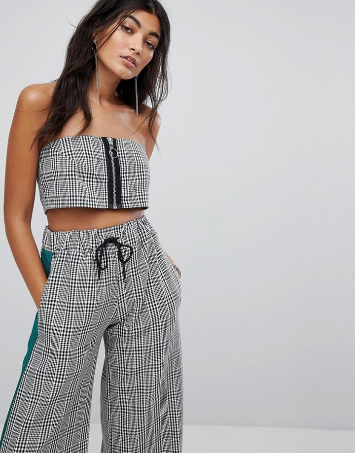 The Ragged Priest Bandeau Top In Check - Gray