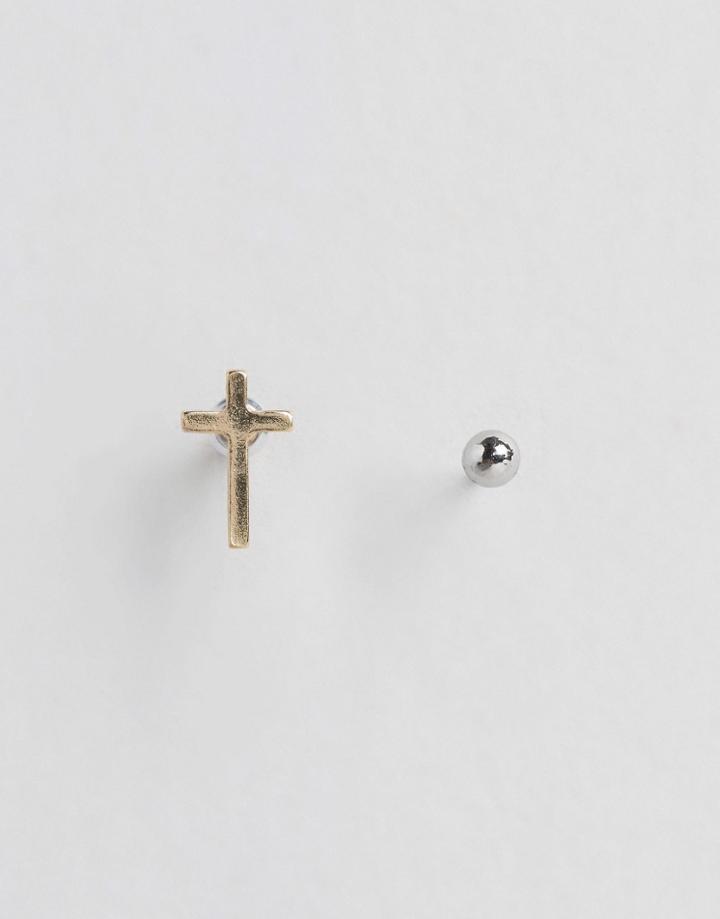 Asos Cross Earrings Through The Ear - Multi