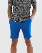 Asos Design Skinny Smart Shorts In Royal Blue Linen