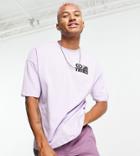 Bershka Oversized T-shirt With Good Times Back Print In Lilac-purple
