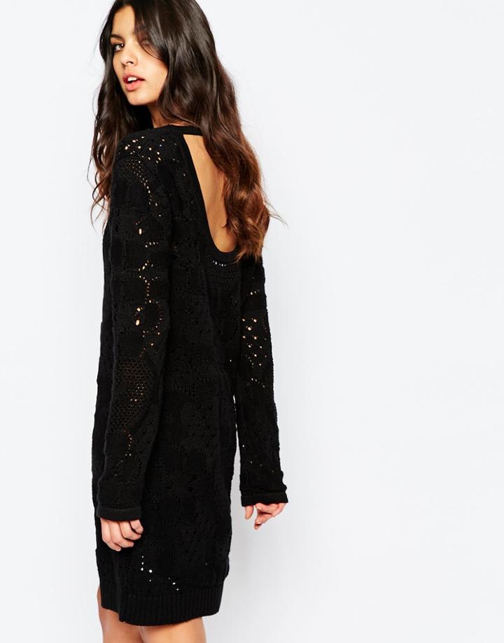 Somedays Lovin Daze Knitted Dress With Scoop Back - Black