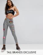 Jaded London Tall Leggings In Check Logo Print - Multi