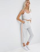 Asos Cropped Joggers With Side Stripe - Gray Marl