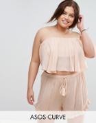 Asos Curve Cheesecloth Flutter Sleeve Co-ord Top - Pink