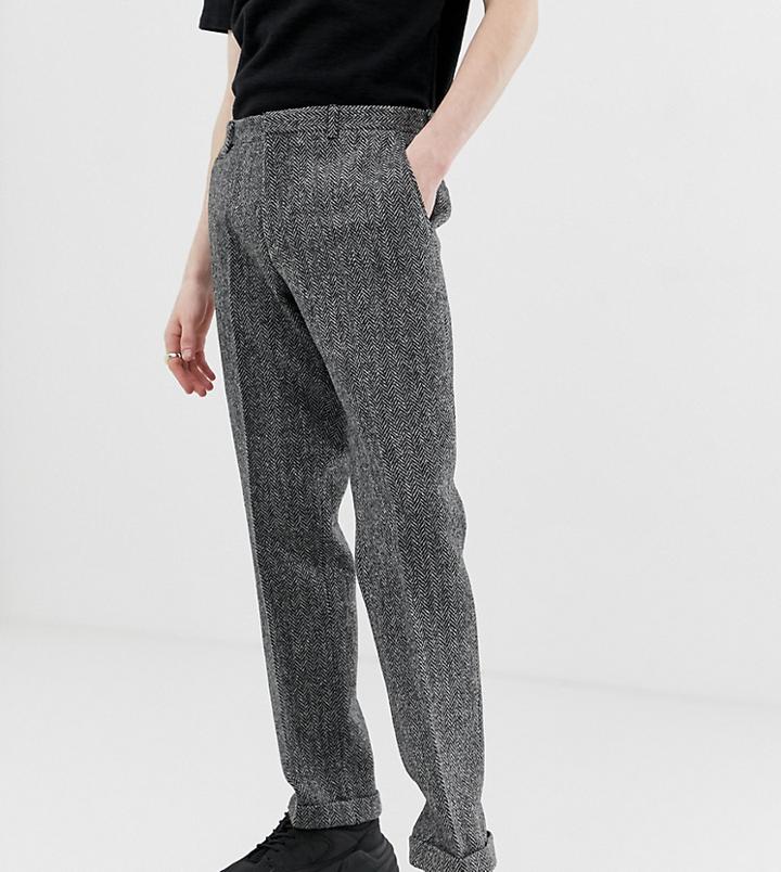 Noak Slim Fit Harris Tweed Suit Pants In Gray - Gray