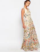 True Decadence All Over Embroidered Floral Maxi Dress - Multi