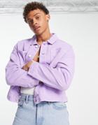 River Island Boxy Denim Jacket In Purple