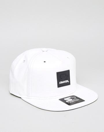 Starter Snapback Cap Black Label With Ripstop Visor - White