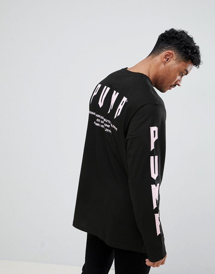 Puma Oversized Graphic Long Sleeve Top - Black
