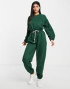 Asos Design Ultimate Oversized Sweatpants Jumpsuit In Forest Green