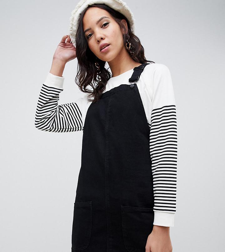 New Look Tall Cord Pinny Dress In Black - Black