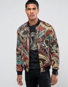 Versace Bomber Jacket In Paisley Print - Black