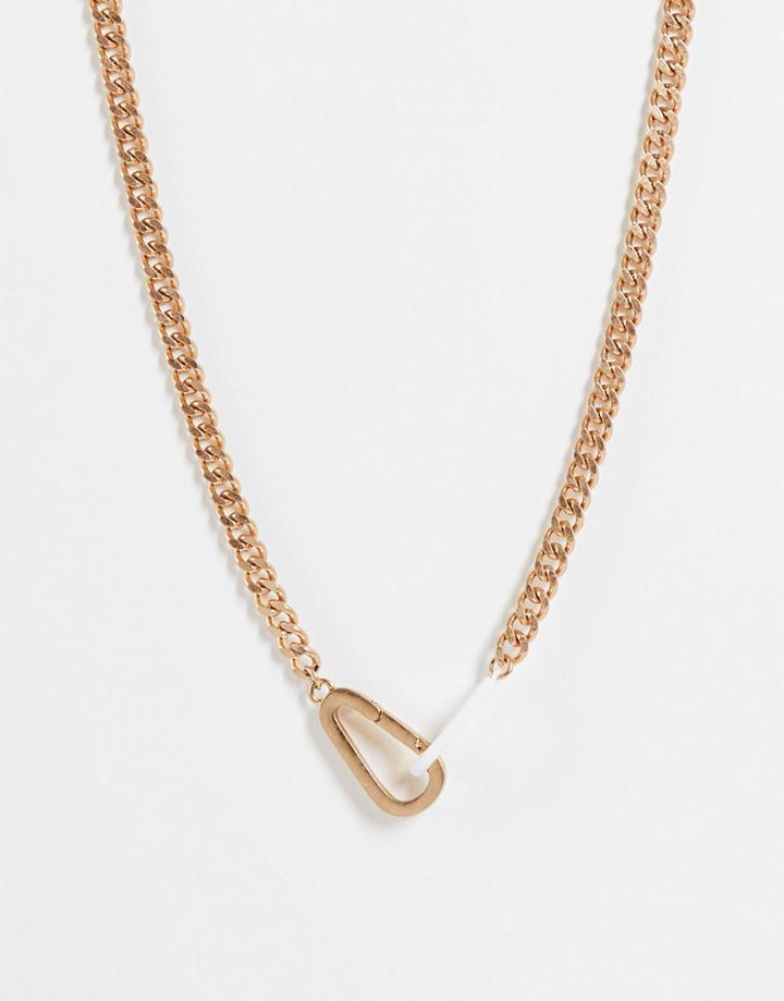 Allsaints Chunky Chain Necklace With Carabiner In Gold