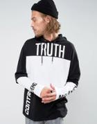 Asos Hooded Oversized Long Sleeve T-shirt With Truth Print And Cut And Sew Panels - Black