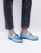 New Look Metallic T Bar Loafer - Blue