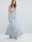 Traffic People Beach Maxi Dress Tie Detail - Blue
