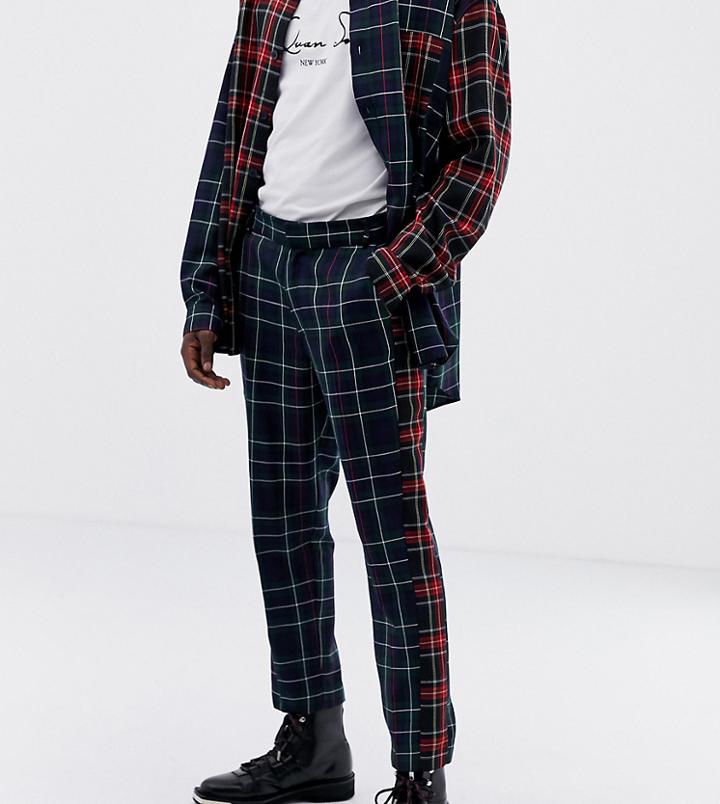 Asos Design X Laquan Smith Skinny Check Pants With Contrast Check Panel - Multi