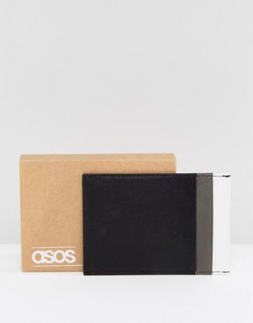 Asos Leather Card Holder In Black And Gray - Black
