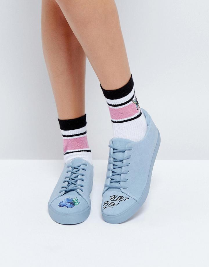 Asos X Lot Stock & Barrel Suede Blueberry Sneakers - Blue