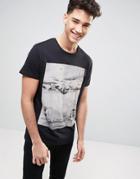 Pull & Bear T-shirt With Death Mountain Print In Black - Black