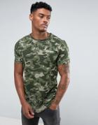 Defend London Camo T-shirt With Paint Splatter - Green