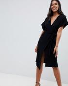 Asos Design Wrap Midi Dress - Black