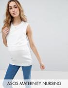 Asos Maternity Nursing Sleeveless Double Layer Knitted Sweater - White