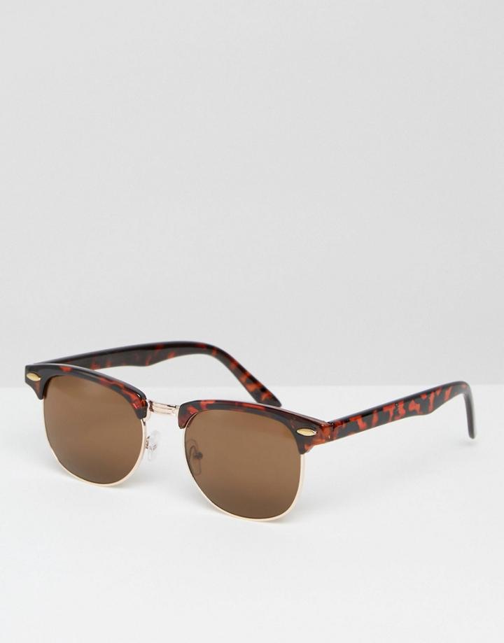 Asos Tortoiseshell Retro Sunglasses - Black
