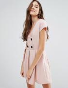 Wal G Skater Dress With Buttons - Pink
