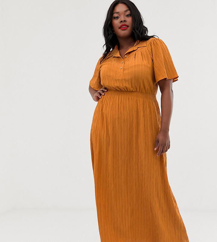 Current Air Plus Crinkle Prairie Maxi Dress-copper