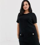 New Look Curve Tunic In Black - Black