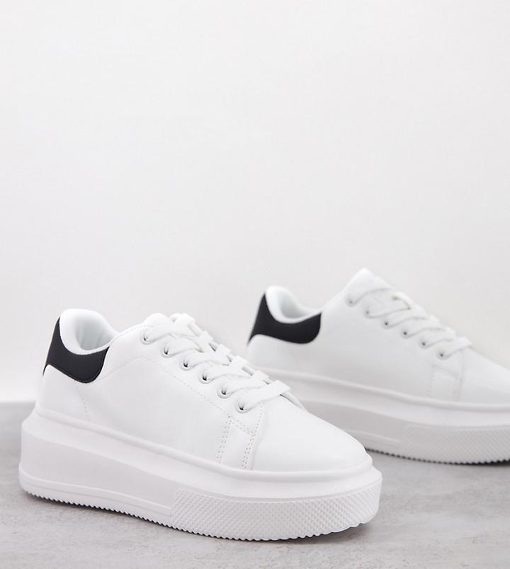 Asos Design Wide Fit Dorina Chunky Sole Sneakers In White