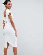 Asos Origami Wrap Pencil Dress With Lace Up Back - White