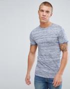 Asos Muscle T-shirt In Lightweight Knitted Jersey With Roll Sleeve In Navy - Navy