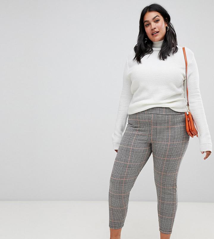 New Look Curve Legging In Check - Black