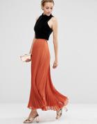 Asos Pleated Maxi Skirt - Orange
