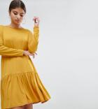Boohoo Dropped Waist Dress - Yellow