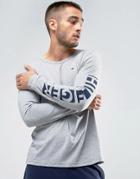 Tommy Hilfiger Long Sleeve Top Sleeve Logo In Gray Heather - Gray