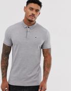 Hollister Icon Logo Modern Collar Slim Fit Polo In Gray - Gray