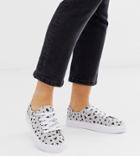 Asos Design Wide Fit Dusty Lace Up Sneakers In Gray Print - Gray