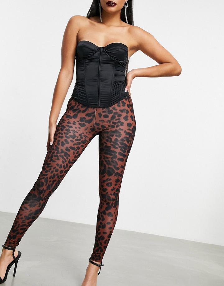Asos Design Legging In Animal Print-brown