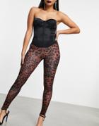Asos Design Legging In Animal Print-brown