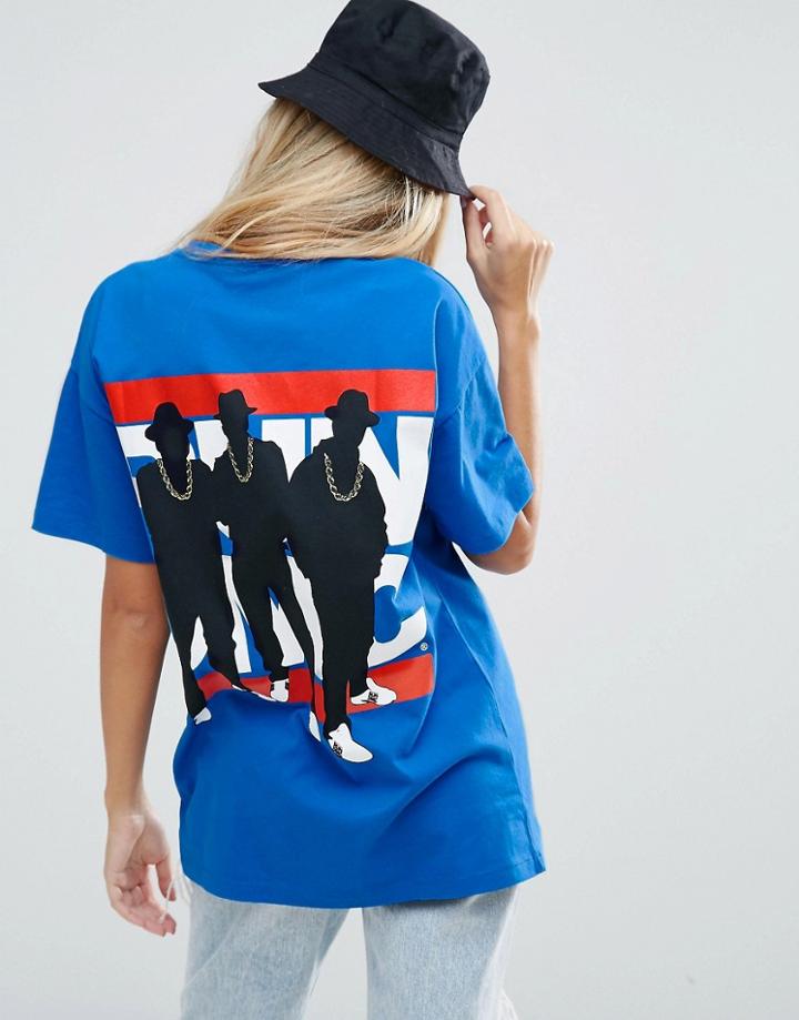 Asos T-shirt With Run Dmc Print In Oversized Fit - Blue