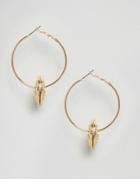 Designb London Charm Hoop Earrings - Gold